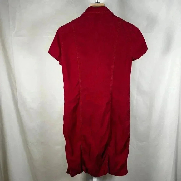 Viva Vida Size Small Dress Red Corduroy Button Down Short Sleeve - Picture 2 of 6